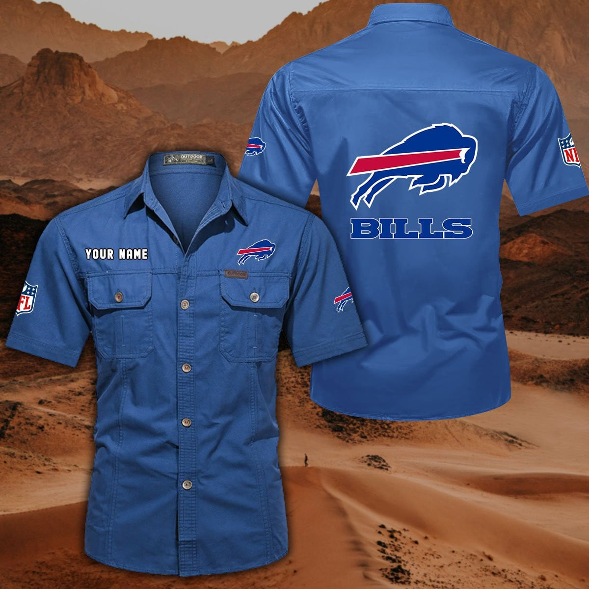 SPECIAL EDITION - NEW CUSTOMIZED NFL03 BFB BUFFALO BILLS MUTICOLOR MEN'S CARGO SHIRT