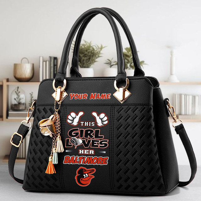LIMITED EDITION - NEW CUSTOMIZED MLB25 BOS BALTIMORE ORIOLES ZIP HANDBAG MULTICOLOR