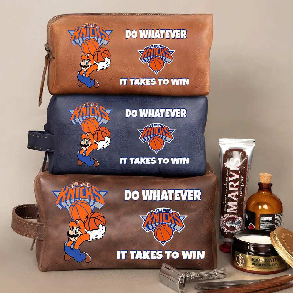New York Knicks Leather Toiletry Bag