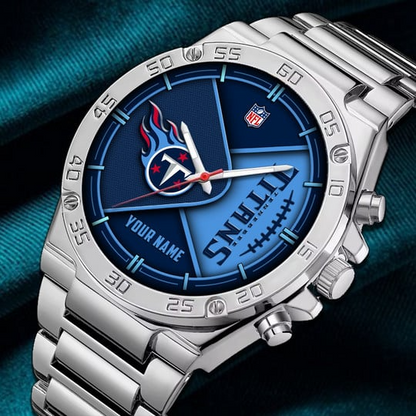 LIMITED EDITION - NEW CUSTOMIZED NFL31 TST TENNESSEE TITANS LUXURY STAINLESS STEEL WATCH