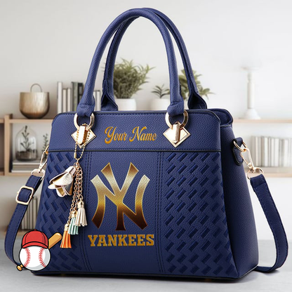 LIMITED EDITION - NEW CUSTOMIZED MLB01 NYY NEW YORK YANKEES ZIP HANDBAG MULTICOLOR