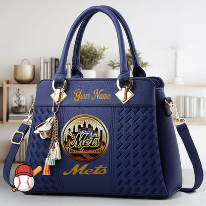 LIMITED EDITION - NEW CUSTOMIZED MLB17 NYM NEW YORK METS ZIP HANDBAG MULTICOLOR