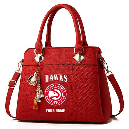 LIMITED EDITION - NEW CUSTOMIZED NBA17 AHA ATLANTA HAWKS ZIP HANDBAG MULTICOLOR