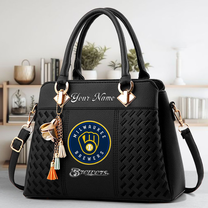 LIMITED EDITION - NEW CUSTOMIZED MLB15 MBS MILWAUKEE BREWERS ZIP HANDBAG MULTICOLOR