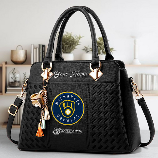 LIMITED EDITION - NEW CUSTOMIZED MLB15 MBS MILWAUKEE BREWERS ZIP HANDBAG MULTICOLOR