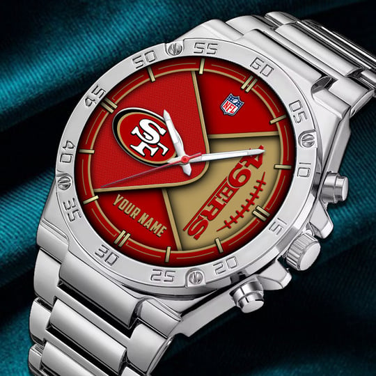 LIMITED EDITION - NEW CUSTOMIZED NFL11 SF49 SAN FRANCISCO 49ERS LUXURY STAINLESS STEEL WATCH