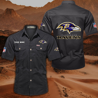 SPECIAL EDITION - NEW CUSTOMIZED NFL28 BTR BALTIMORE RAVENS MUTICOLOR MEN'S CARGO SHIRT