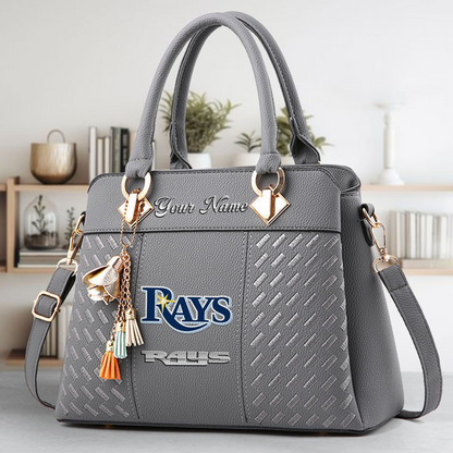 LIMITED EDITION - NEW CUSTOMIZED MLB21 TBR TAMPA BAY RAYS ZIP HANDBAG MULTICOLOR