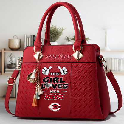 LIMITED EDITION - NEW CUSTOMIZED MLB05 CRS CINCINNATI REDS ZIP HANDBAG MULTICOLOR