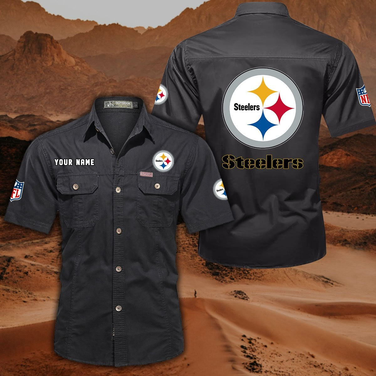 SPECIAL EDITION - NEW CUSTOMIZED NFL14 PSB PITTSBURGH STEELERS MUTICOLOR MEN'S CARGO SHIRT