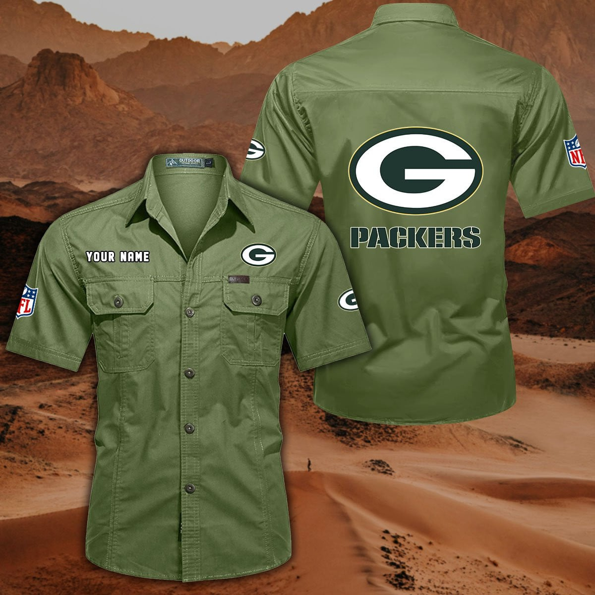 SPECIAL EDITION - NEW CUSTOMIZED NFL08 GBP GREEN BAY PACKERS MUTICOLOR MEN'S CARGO SHIRT