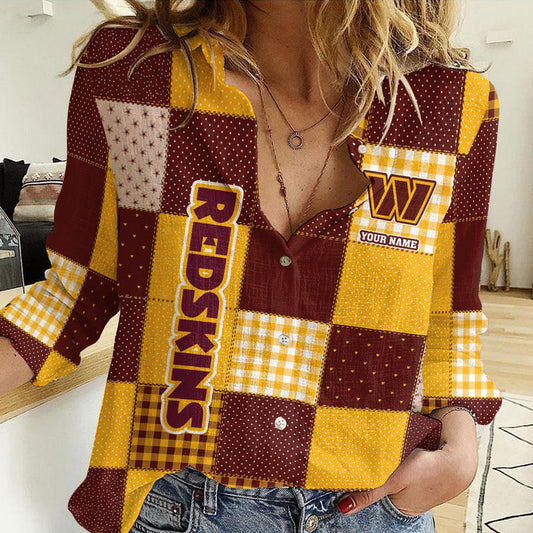 LIMITED EDITION - NEW CUSTOMIZED NFL12 WTC WASHINGTON COMMANDERS WOMEN CASUAL SHIRT FOR FAN