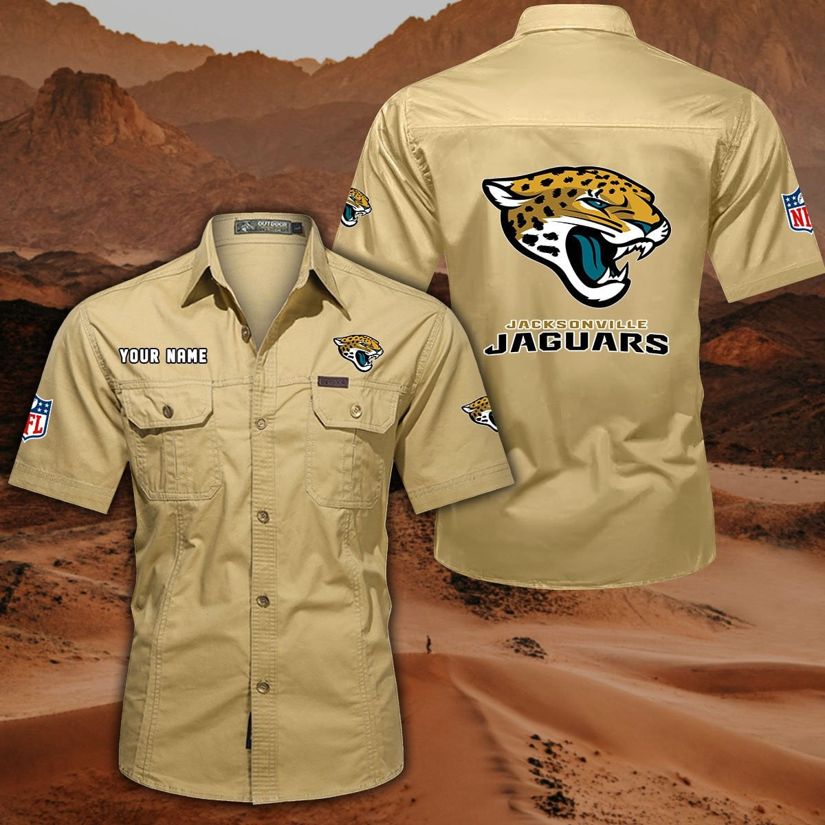 SPECIAL EDITION - NEW CUSTOMIZED NFL30 JSJ JACKSONVILLE JAGUARS MUTICOLOR MEN'S CARGO SHIRT