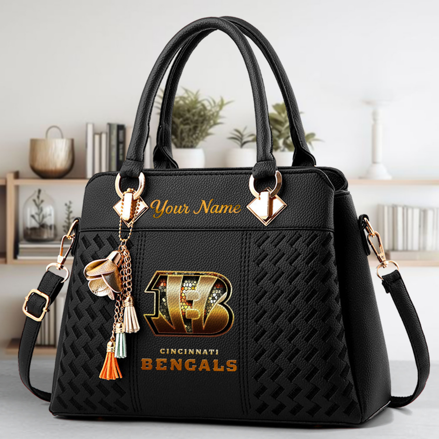 LIMITED EDITION - NEW CUSTOMIZED NFL16 CCB CINCINNATI BENGALS LUXURY HANDBAG IN MULTIPLE COLORS