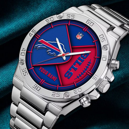 LIMITED EDITION - NEW CUSTOMIZED NFL03 BFB BUFFALO BILLS LUXURY STAINLESS STEEL WATCH