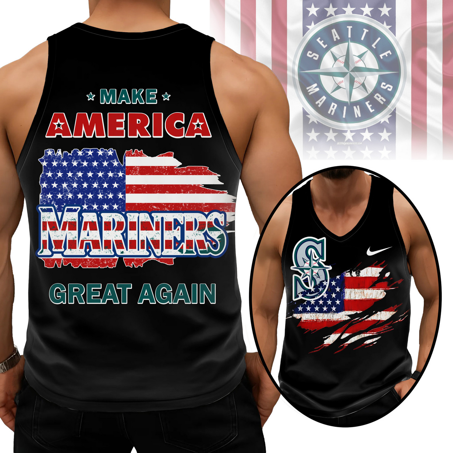 LIMITED EDITION - NEW CUSTOMIZED MLB14 SMS SEATTLE MARINERS UNISEX TANK TOP