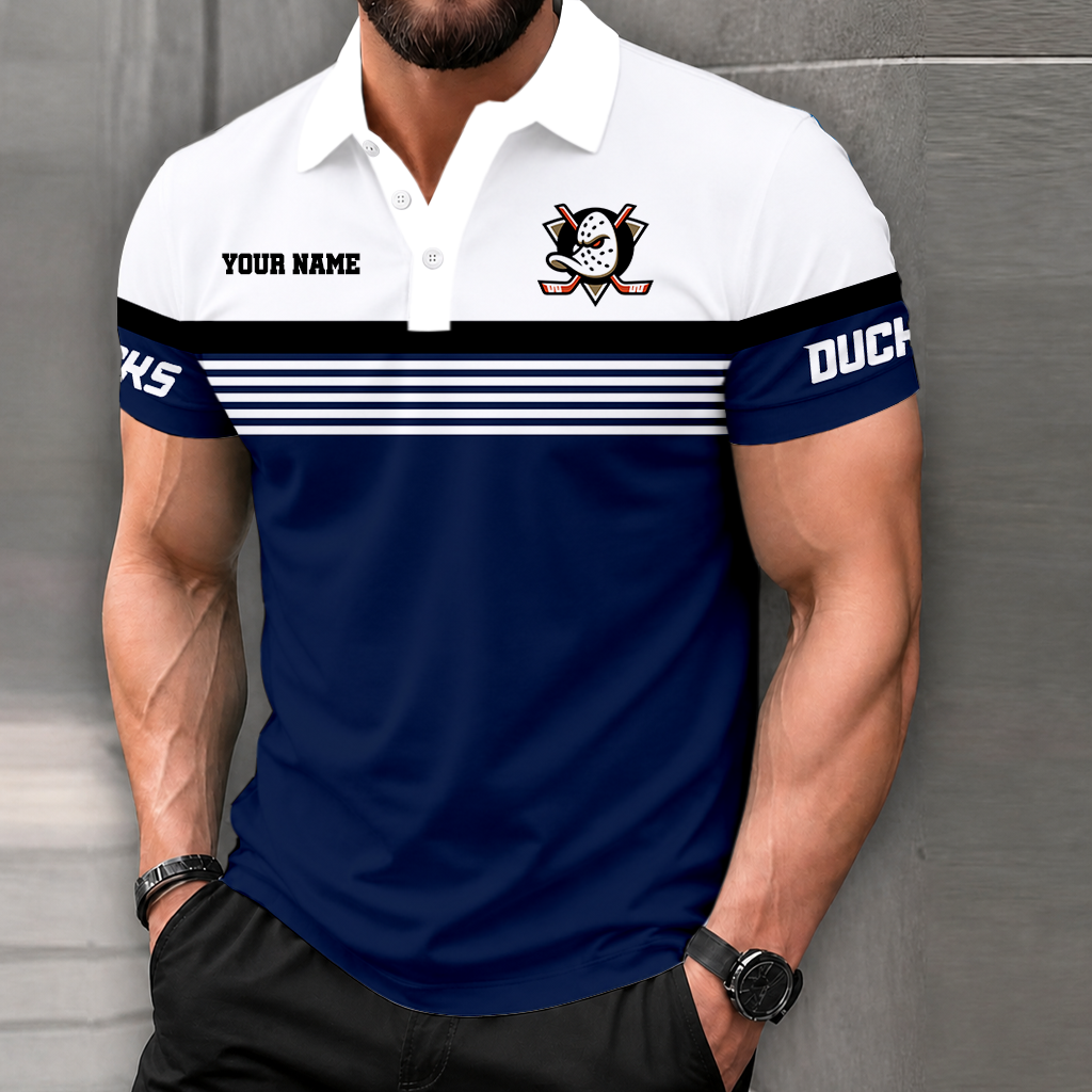LIMITED EDITION - NEW CUSTOMIZED NHL09 AHD ANAHEIM DUCKS POLO SHIRT
