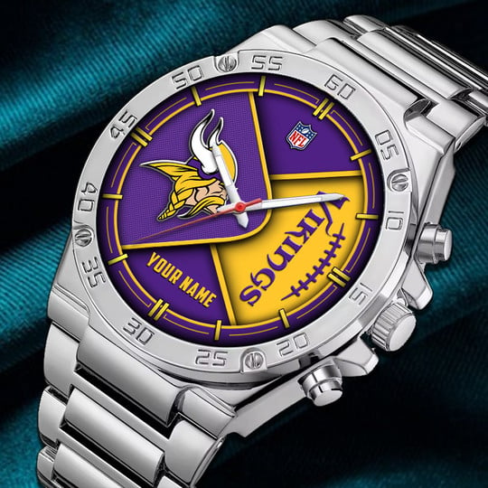 LIMITED EDITION - NEW CUSTOMIZED NFL05 MVK MINNESOTA VIKINGS LUXURY STAINLESS STEEL WATCH