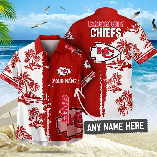 LIMITED EDITION - NEW CUSTOMIZED NFL01 KCC KANSAS CITY CHIEFS UNISEX HAWAIIAN SHIRT & SHORTS SET