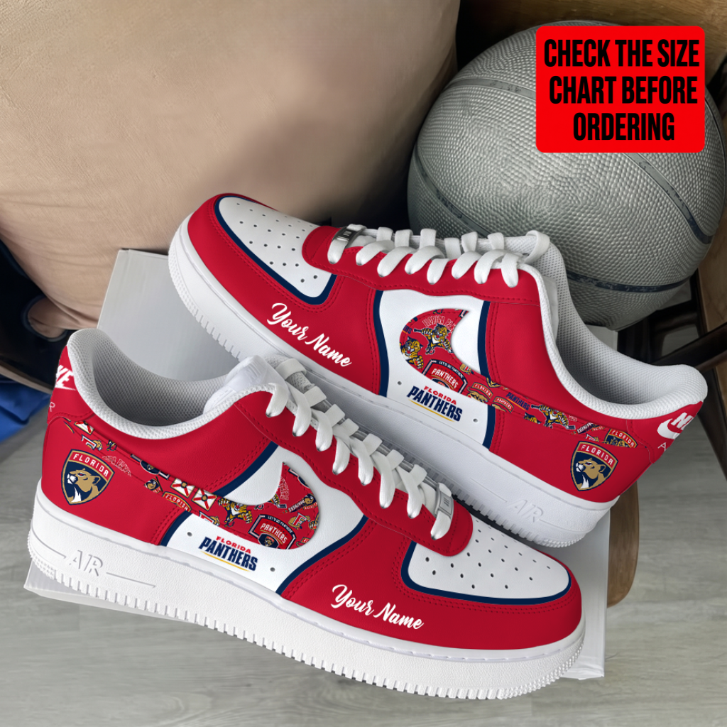 LIMITED EDITION - NEW CUSTOMIZED NHL01 FPT FLORIDA PANTHERS AF1 SHOES
