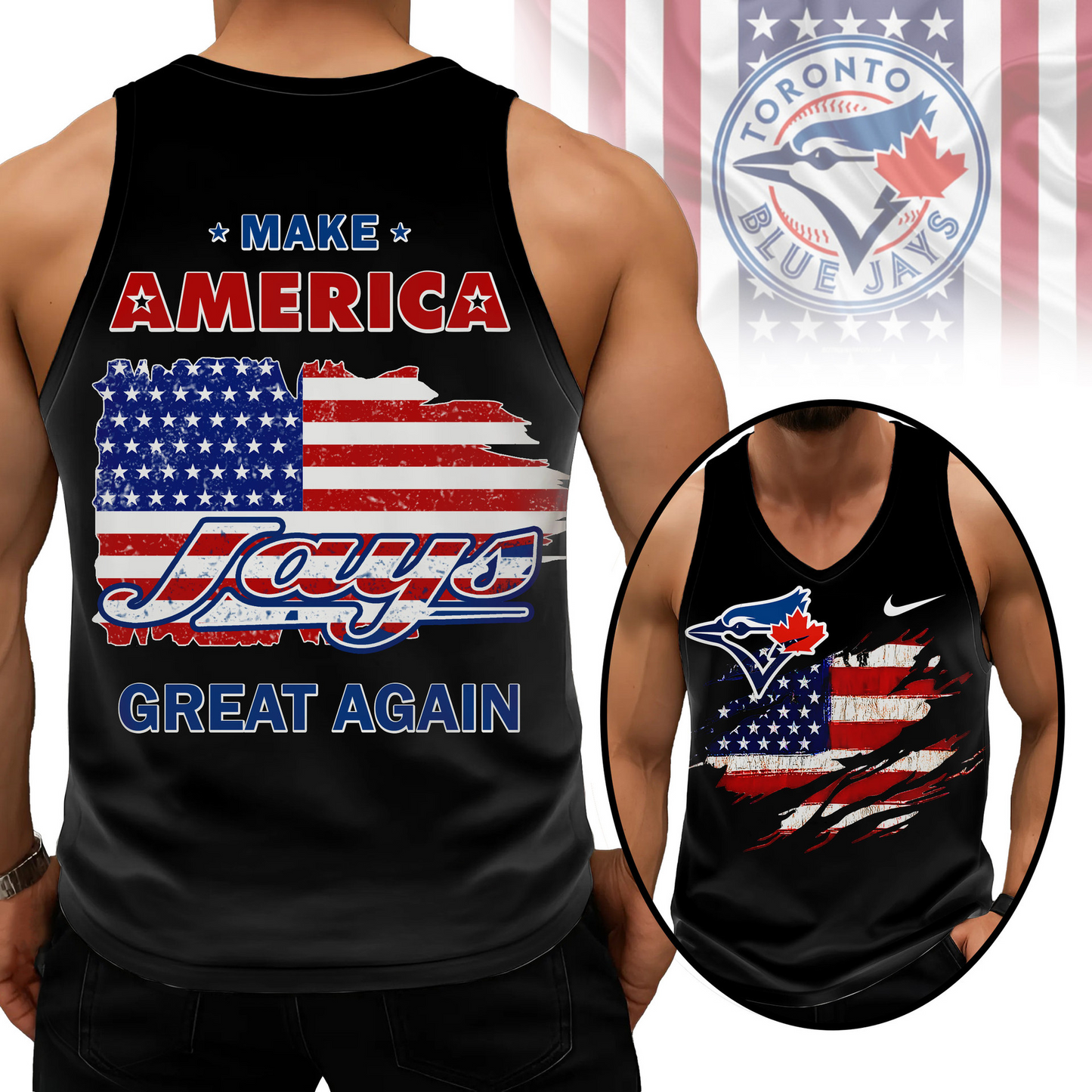 LIMITED EDITION - NEW CUSTOMIZED MLB12 TBJ TORONTO BLUE JAYS UNISEX TANK TOP