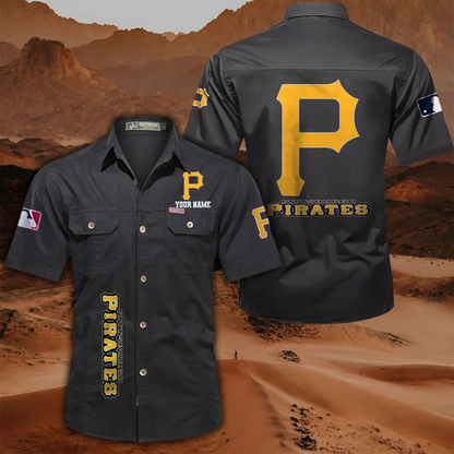 LIMITED EDITION - NEW CUSTOMIZED MLB29 PHP PITTSBURGH PIRATES MEN'S CARGO SHIRT