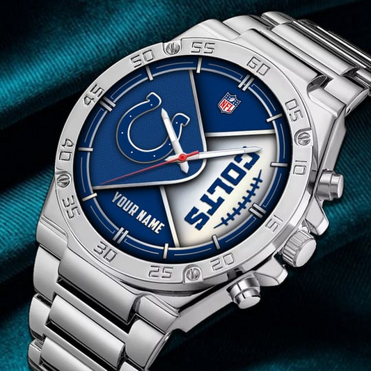 LIMITED EDITION - NEW CUSTOMIZED NFL17 IDC INDIANAPOLIS COLTS LUXURY STAINLESS STEEL WATCH