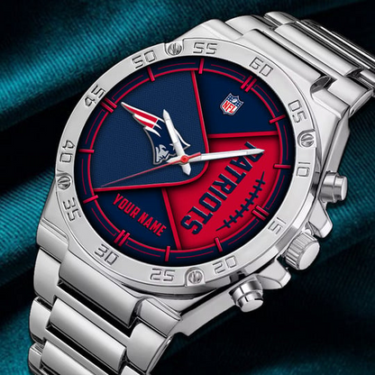 LIMITED EDITION - NEW CUSTOMIZED NFL27 NEP NEW ENGLAND PATRIOTS LUXURY STAINLESS STEEL WATCH