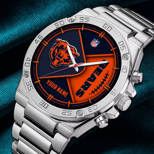 LIMITED EDITION - NEW CUSTOMIZED NFL26 CCB CHICAGO BEARS LUXURY STAINLESS STEEL WATCH