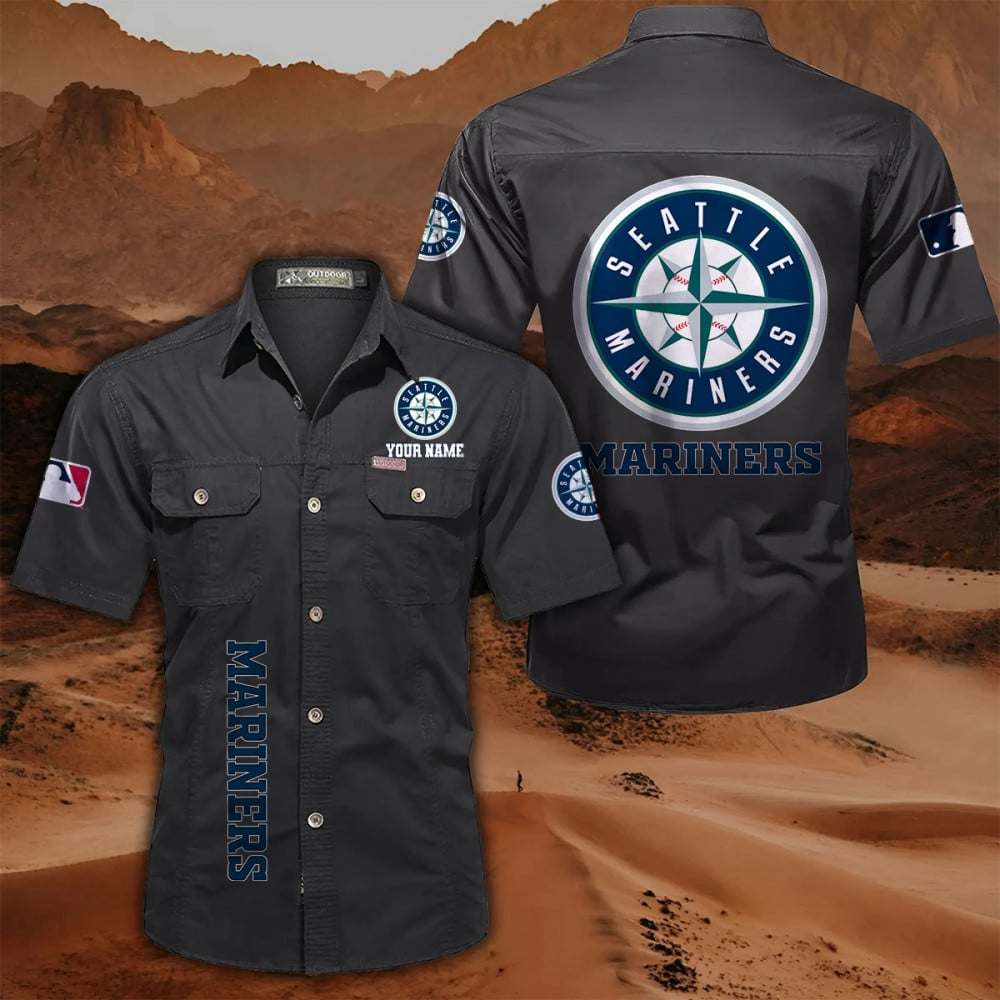 LIMITED EDITION - NEW CUSTOMIZED MLB14 SMS SEATTLE MARINERS MEN'S CARGO SHIRT