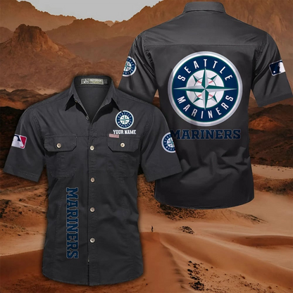 LIMITED EDITION - NEW CUSTOMIZED MLB14 SMS SEATTLE MARINERS MEN'S CARGO SHIRT