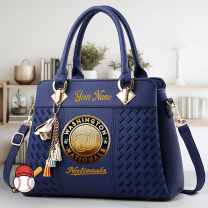 LIMITED EDITION - NEW CUSTOMIZED MLB28 WNS WASHINGTON NATIONALS ZIP HANDBAG MULTICOLOR