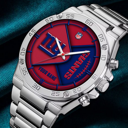 LIMITED EDITION - NEW CUSTOMIZED NFL32 NYG NEW YORK GIANTS LUXURY STAINLESS STEEL WATCH
