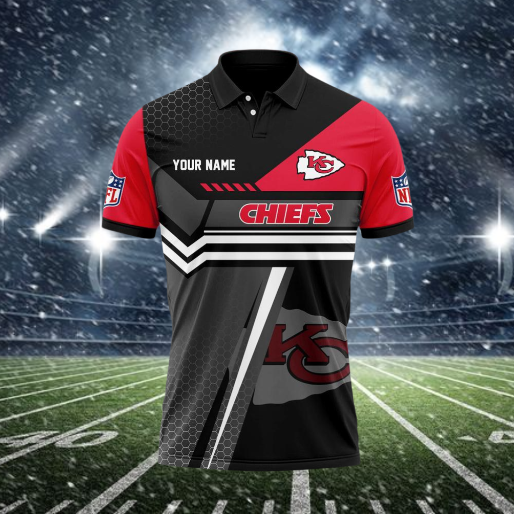 LIMITED EDITION - NEW CUSTOMIZED NFL01 KCC KANSAS CITY CHIEFS POLO SHIRT