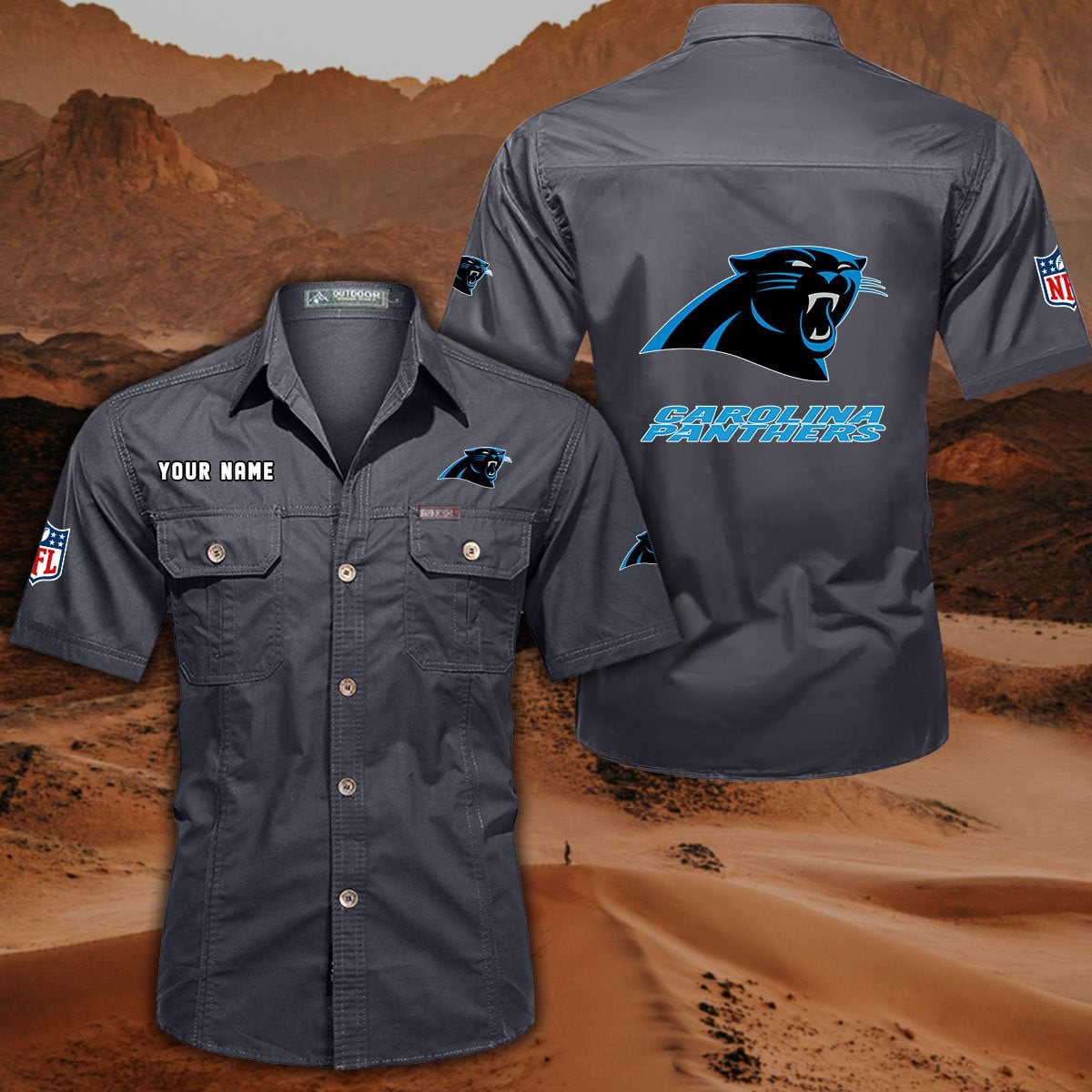 SPECIAL EDITION - NEW CUSTOMIZED NFL23 CLP CAROLINA PANTHERS MUTICOLOR MEN'S CARGO SHIRT