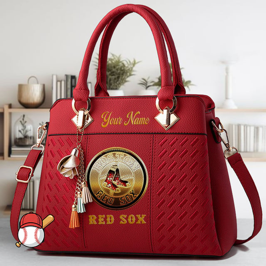 LIMITED EDITION - NEW CUSTOMIZED MLB03 BRS BOSTON RED SOX ZIP HANDBAG MULTICOLOR