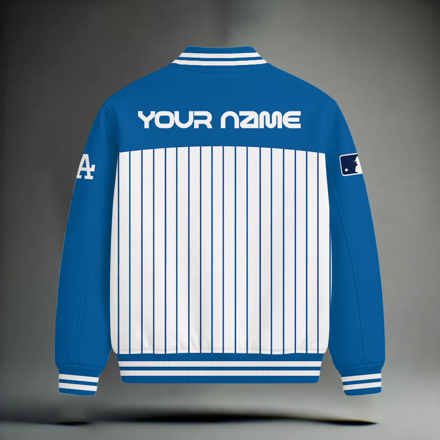 LIMITED EDITION - NEW CUSTOMIZED MLB02 LAD LOS ANGELES DODGERS SNOOPY STYLE SATIN VARSITY & BASEBALL JACKET