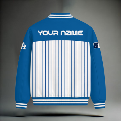 LIMITED EDITION - NEW CUSTOMIZED MLB02 LAD LOS ANGELES DODGERS SNOOPY STYLE SATIN VARSITY & BASEBALL JACKET