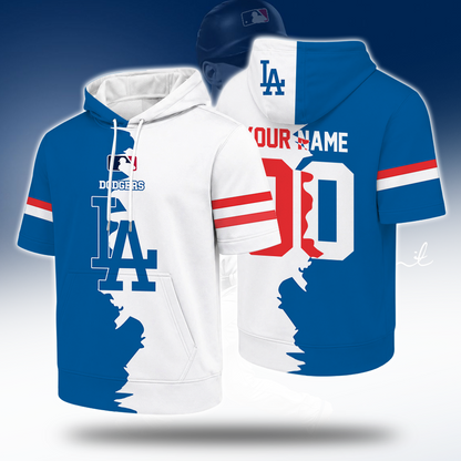 LIMITED EDITION - NEW CUSTOMIZED MLB02 LAD LOS ANGELES DODGERS SHORT SLEEVE HOODIE