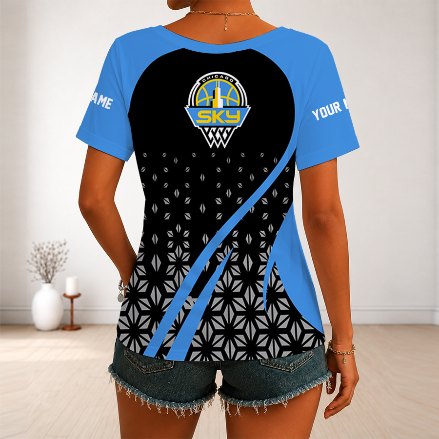 [FAN FAVORITE] NEW CUSTOMIZED WNBA02 CCS CHICAGO SKY V-NECK FEMALE SHIRT