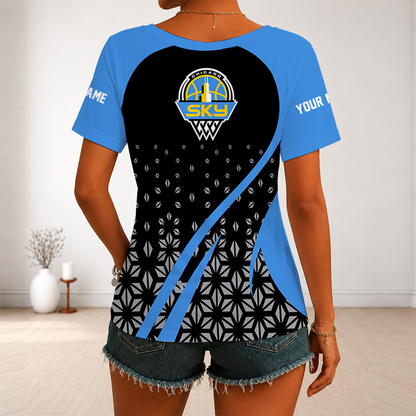 [FAN FAVORITE] NEW CUSTOMIZED WNBA02 CCS CHICAGO SKY V-NECK FEMALE SHIRT