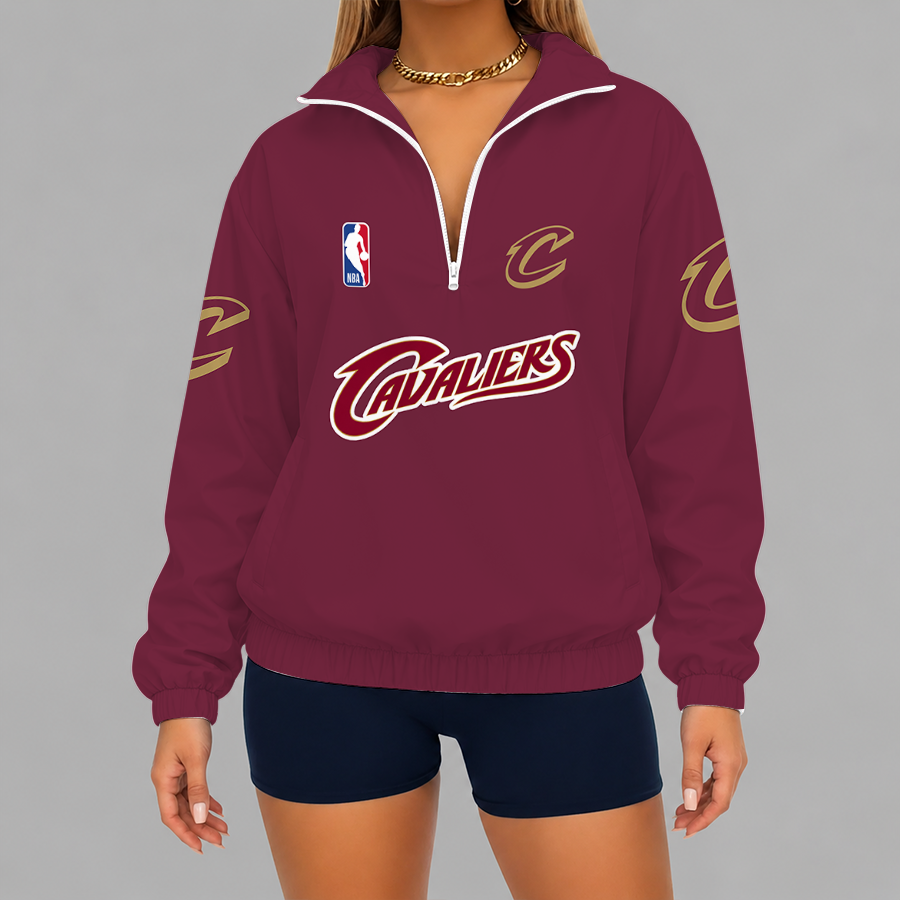 [HOT DEAL] NEW CUSTOMIZED NBA02 CCA CLEVELAND CAVALIERS V-NECK ZIPPER SWEATSHIRT JACKET
