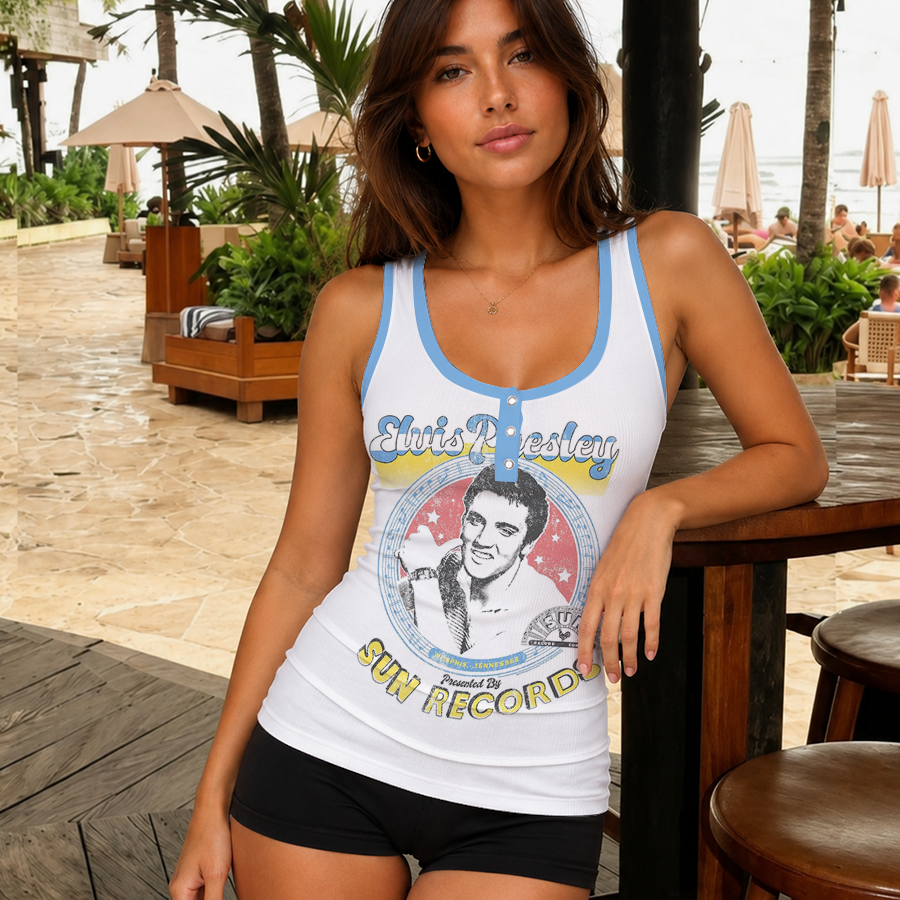[FAN FAVORITE] NEW CUSTOMIZED ELVIS PRESLEY WOMEN'S V-NECK TANK TOP