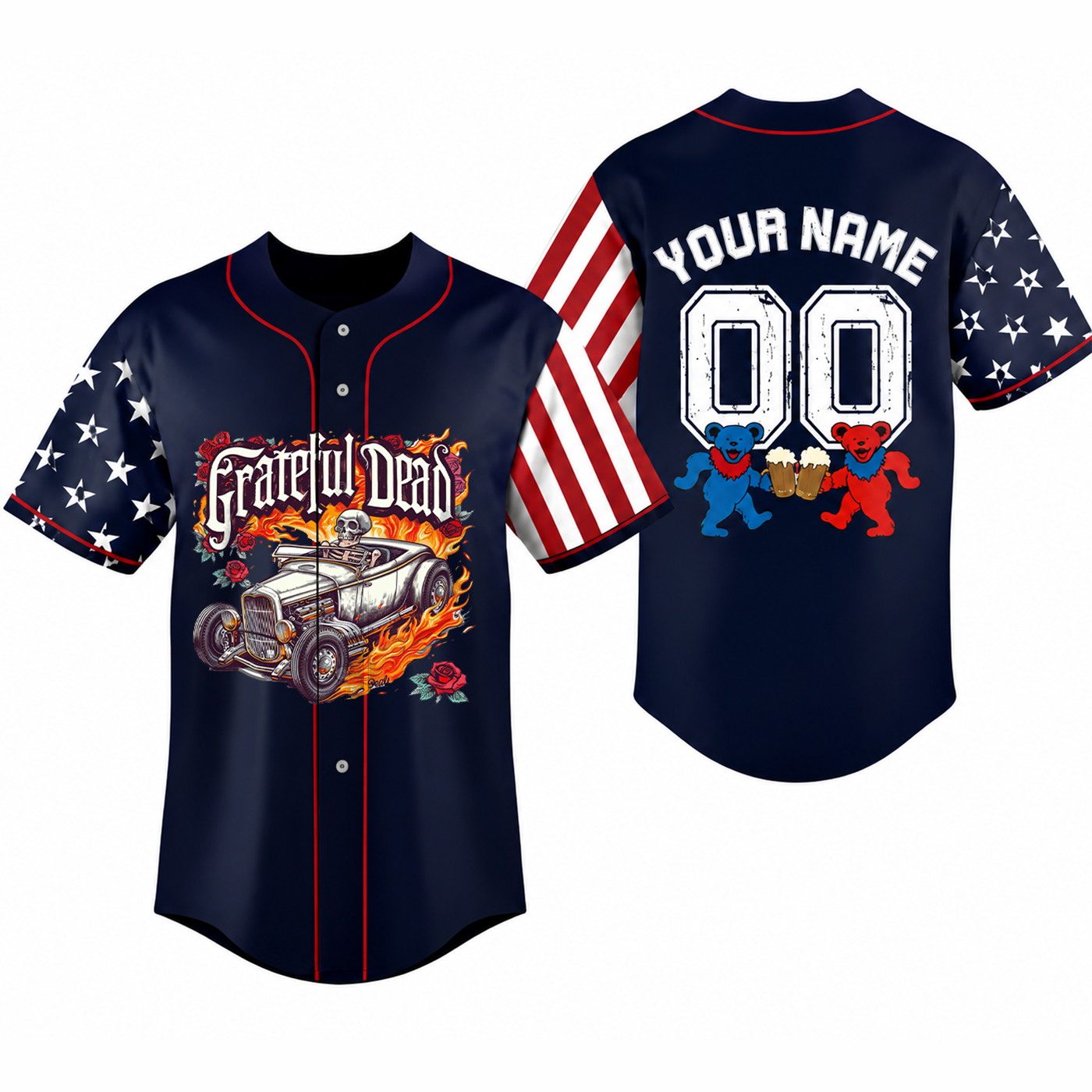 [FAN EXCLUSIVE] NEW CUSTOMIZED GRATEFUL DEAD BASEBALL JERSEY
