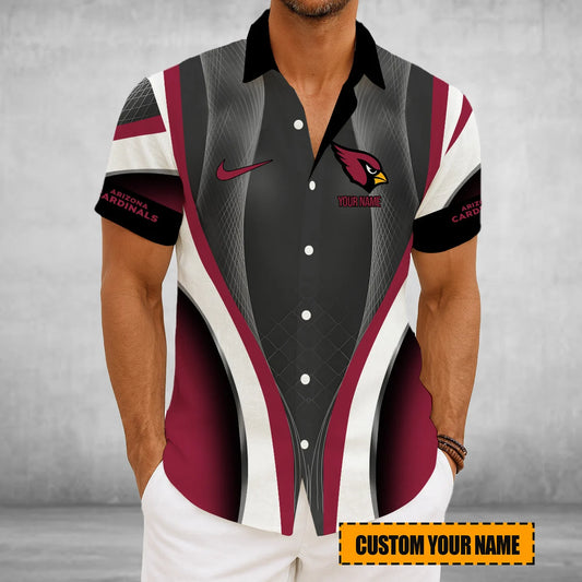 LIMITED EDITION - NEW CUSTOMIZED NFL20 ARC ARIZONA CARDINALS SHORT SLEEVE BUTTON-UP SHIRT