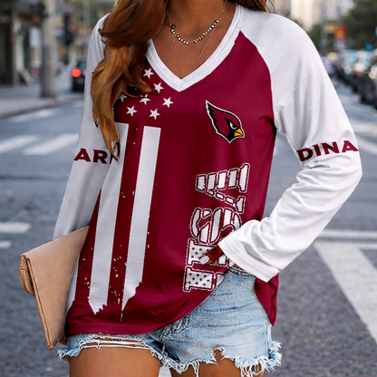 LIMITED EDITION - NEW CUSTOMIZED NFL20 ARC ARIZONA CARDINALS WOMEN'S V-NECK LONG SLEEVED SHIRT
