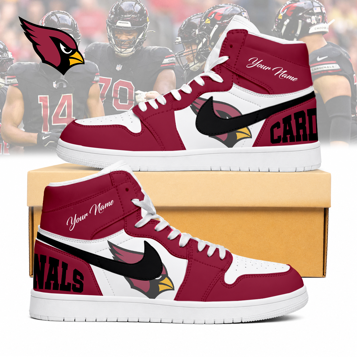 LIMITED EDITION - NEW CUSTOMIZED NFL20 ARC ARIZONA CARDINALS AIR JORDAN SNEAKERS