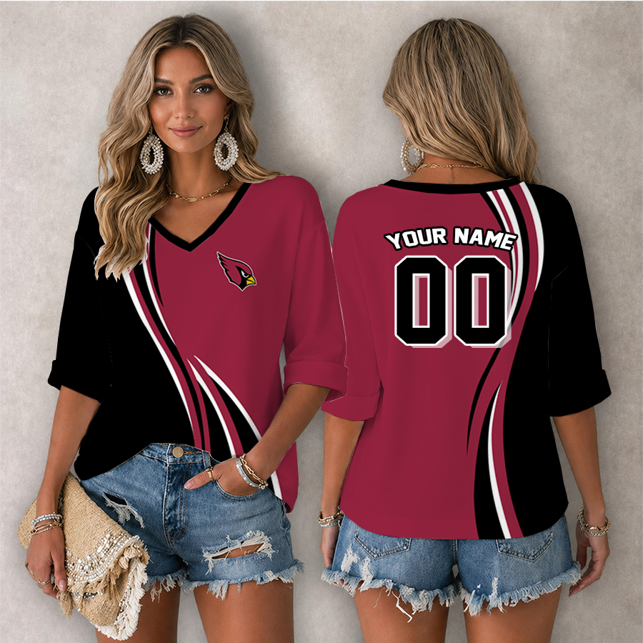 LIMITED EDITION - NEW CUSTOMIZED NFL20 ARC ARIZONA CARDINALS WOMEN'S HEART V-NECK LONG SLEEVE SHIRT