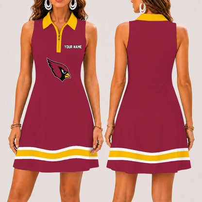 [SPECIAL OFFER] NEW CUSTOMIZED NFL20 ARC ARIZONA CARDINALS WOMEN'S ZIP SLEEVELESS POLO DRESS