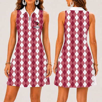 [SPECIAL OFFER] NEW CUSTOMIZED NFL20 ARC ARIZONA CARDINALS WOMEN'S ZIP SLEEVELESS POLO DRESS